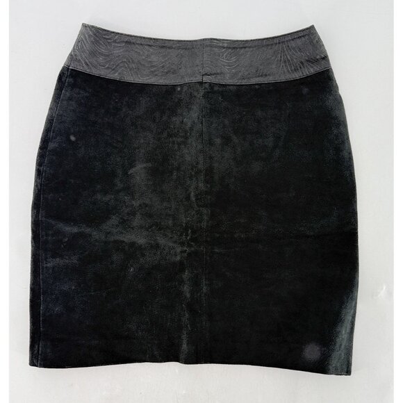 Vtg I.O.U. Leather Black Suede‎ Mini Skirt Size 9 Western Boho - Picture 1 of 12